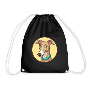 Galgo Español Hunderasse Cartoon Kawaii Clipart Haustier - Turnbeutel - Schwarz - Vorne