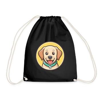 Labradinger Dog Breed Funny Cartoon Kawaii Clipart - Drawstring Bag - black - Front