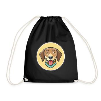 New Zealand Huntaway Dog Breed Cartoon Kawaii Pet - Drawstring Bag - black - Front