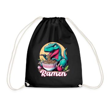 Süßer T-Rex Ramen Dinosaurier Geschenk - Turnbeutel - Schwarz - Vorne