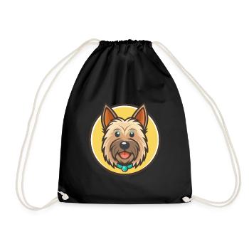 Skye Terrier Dog Breed Cartoon Kawaii Clipart Pet - Drawstring Bag - black - Front