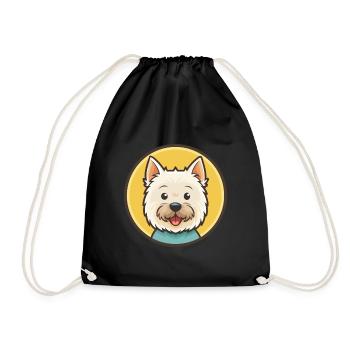 West Highland White Terrier Hund Rasse Cartoon Haustier - Turnbeutel - Schwarz - Vorne