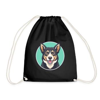 Schwarz Tan Hund Rasse Cartoon Kawaii Clipart Tier - Turnbeutel - Schwarz - Vorne