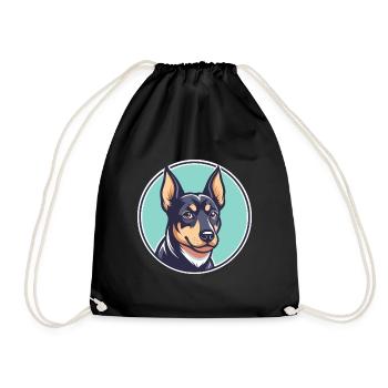 Schwarzer Und Tan Terrier Hund Rasse Cartoon Kawaii Haustier - Turnbeutel - Schwarz - Vorne