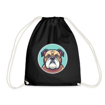 Bouledogue Chien Race Dessin animé Personnage Kawaii Clipart - Sac de sport léger - noir - Devant