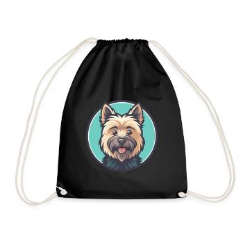 Cairn Terrier Hund Rasse Cartoon Kawaii Clipart Haustier - Turnbeutel - Schwarz - Vorne