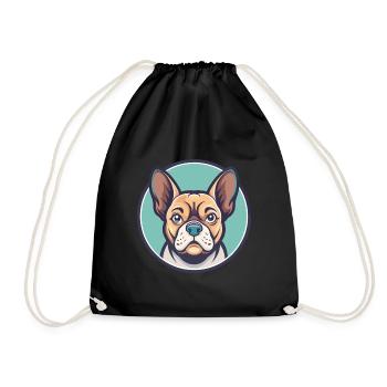Braque Auvergne Dog Breed Cartoon Kawaii Clipart - Drawstring Bag - black - Front