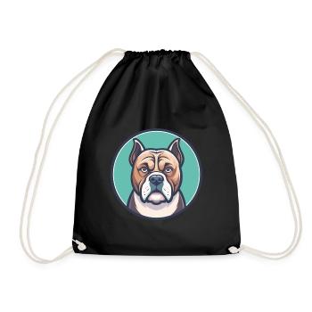Bulle Boxer Hund Rasse Karikatur Kawaii Clipart Tier - Turnbeutel - Schwarz - Vorne