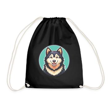 Chien Esquimau Canadien Race Dessin Animé Kawaii Clipart - Sac de sport léger - noir - Devant