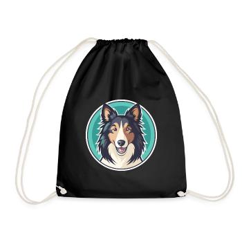 Collie chien race dessin animé Kawaii Clipart Animal de compagnie - Sac de sport léger - noir - Devant