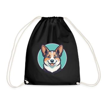 Corgi Chien Race Dessin animé Kawaii Clipart Animal de compagnie - Sac de sport léger - noir - Devant