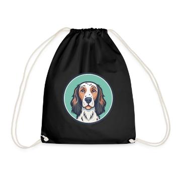 English Setter Dog Breed Cartoon Kawaii Clipart - Drawstring Bag - black - Front