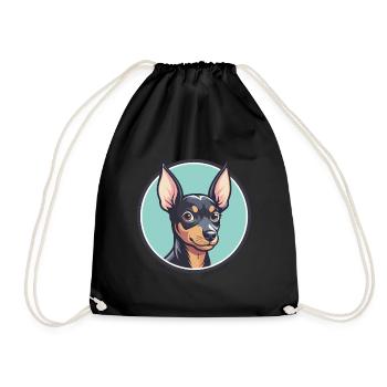 English Toy Terrier Dog Breed Funny Cartoon Kawaii - Drawstring Bag - black - Front