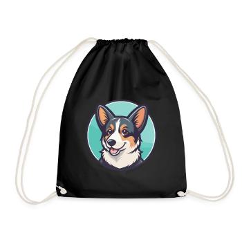 Cur Chien Race Dessin Animé Kawaii Clipart Illustration - Sac de sport léger - noir - Devant