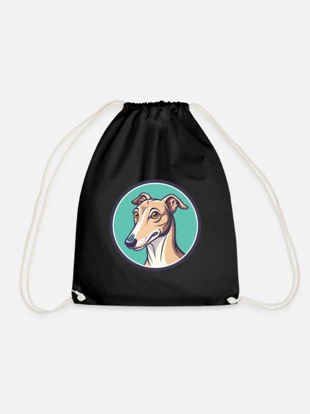 Galgo Español Hunderasse Cartoon Kawaii Clipart Haustier - Turnbeutel - Schwarz