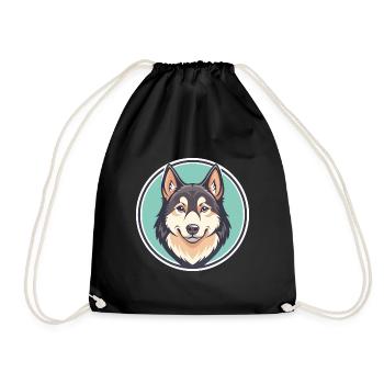 Greenland Dog Breed Cartoon Kawaii Clipart Animal - Drawstring Bag - black - Front