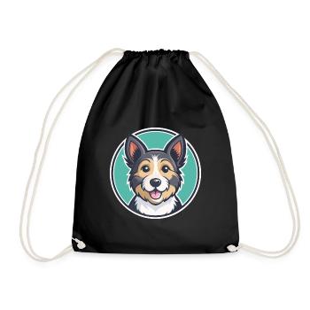 Möwe Terrier Hund Rasse Cartoon Kawaii Clipart Haustier - Turnbeutel - Schwarz - Vorne