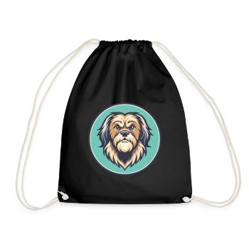 Griffon Nivernais Dog Breed Cartoon Kawaii Clipart - Drawstring Bag - black - Front