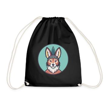 Hare Indian Dog Breed Funny Cartoon Kawaii Clipart - Drawstring Bag - black - Front