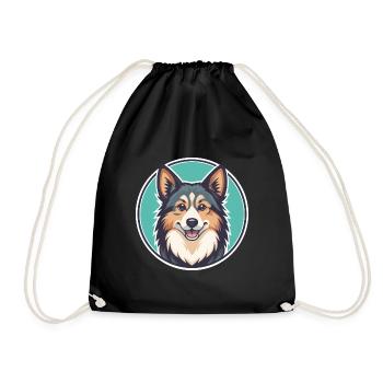 Chien de berger islandais Race de chien Dessin animé Kawaii - Sac de sport léger - noir - Devant