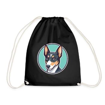 Japanese Terrier Dog Breed Cartoon Kawaii Clipart - Drawstring Bag - black - Front