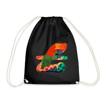 Abstract Pattern in Vivid Colors - Drawstring Bag - black - Front