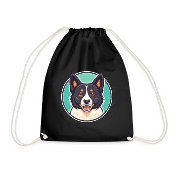 Karelian Bear Dog Breed Cartoon Kawaii Clipart Pet - Drawstring Bag - black - Front
