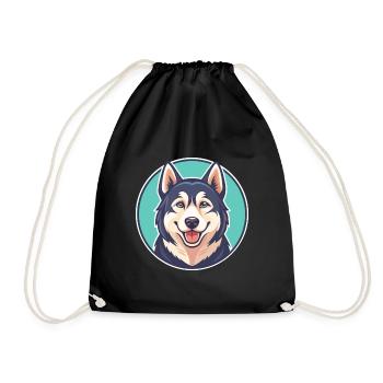 Labrador Husky Hunderasse Cartoon Kawaii Clipart - Turnbeutel - Schwarz - Vorne