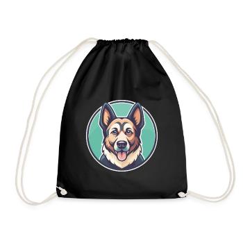 Magyar Agar Dog Breed Funny Cartoon Kawaii Clipart - Drawstring Bag - black - Front