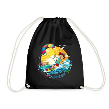 Colorful illustration of a kite surfer - Drawstring Bag - black - Front