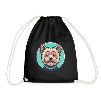 Norfolk Terrier Dog Breed Cartoon Kawaii Clipart - Drawstring Bag - black - Front