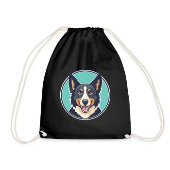 New Zealand Huntaway Dog Breed Cartoon Kawaii Pet - Drawstring Bag - black - Front