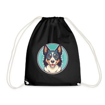 Nordamerikanischer Schäferhund Rasse Karikatur Kawaii - Turnbeutel - Schwarz - Vorne