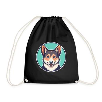 Norwegischer Lundehund Hunderasse Lustige Karikatur Kawaii - Turnbeutel - Schwarz - Vorne