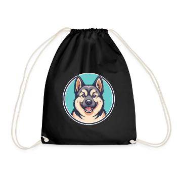 Norwegischer Elchhund Hunderasse Karikatur Kawaii - Turnbeutel - Schwarz - Vorne