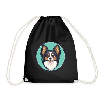 Papillon Chien Race Coloré Dessin Animé Kawaii Clipart - Sac de sport léger - noir - Devant