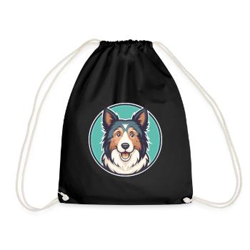 Alter Welsh Grey Schäferhund Hunderasse Karikatur Kawaii - Turnbeutel - Schwarz - Vorne