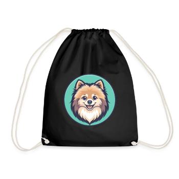 Pommersche Deutsche Spitz Hunderasse Karikatur Kawaii - Turnbeutel - Schwarz - Vorne