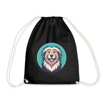 Chien de berger des Pyrénées Race Dessin animé Kawaii Clipart - Sac de sport léger - noir - Devant
