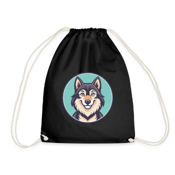 Saarloos Wolfdog Hunderasse Cartoon Kawaii Clipart - Turnbeutel - Schwarz - Vorne