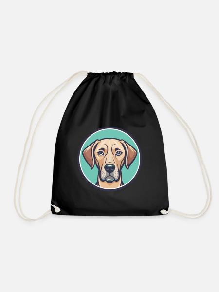 Rhodesian Ridgeback Dog Breed Funny Cartoon Kawaii - Drawstring Bag - black