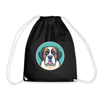 Saint Bernard Dog Breed Cartoon Kawaii Clipart Pet - Drawstring Bag - black - Front