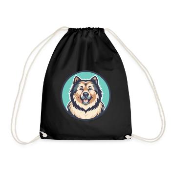 Sarplaninac Dog Breed Funny Cartoon Kawaii Clipart - Drawstring Bag - black - Front