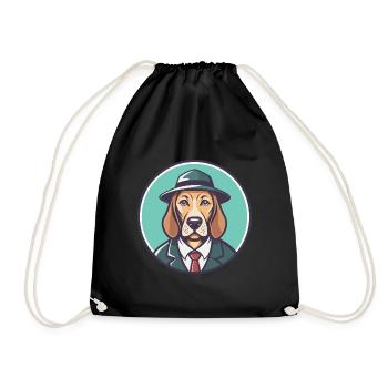 Détective chien chien race dessin animé Kawaii Clipart animal de compagnie - Sac de sport léger - noir - Devant