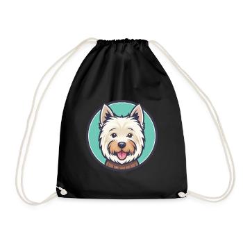 Westie Hund Rasse Cartoon Kawaii Clipart Tier Haustier - Turnbeutel - Schwarz - Vorne