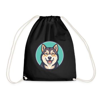 Westsibirische Laika Hunderasse Lustiger Cartoon Kawaii - Turnbeutel - Schwarz - Vorne