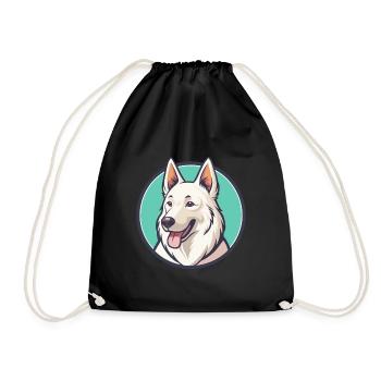 Berger Suisse Blanc Chien Race Dessin Animé Kawaii Pet - Sac de sport léger - noir - Devant