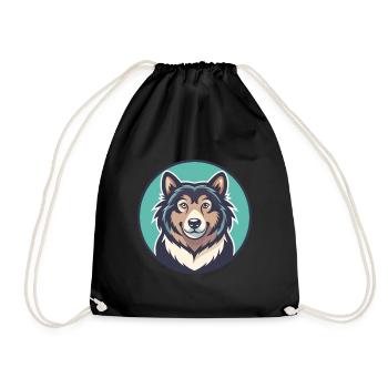 Tahltan Bear Dog Breed Cartoon Kawaii Clipart Pet - Drawstring Bag - black - Front