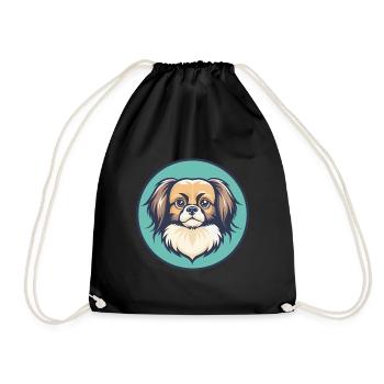 Épagneul tibétain chien race dessin animé Kawaii Clipart - Sac de sport léger - noir - Devant