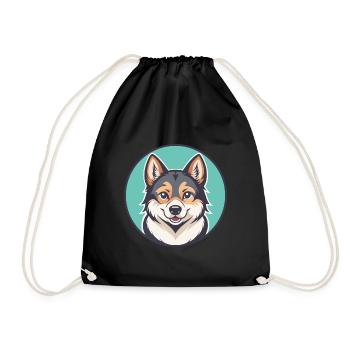 Volpino Italiano Hunderasse Cartoon Kawaii Clipart - Turnbeutel - Schwarz - Vorne